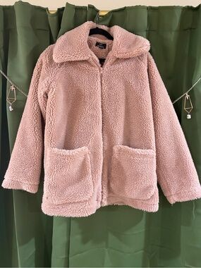 New without tags dusty pink teddy zip up